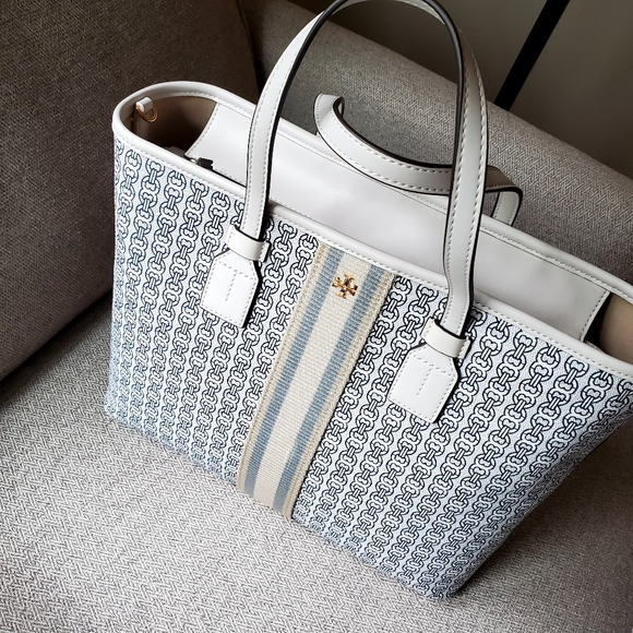 Tory Burch Gemini Link Coated Canvas Small Tote in New Ivory - Picture 12 of 15